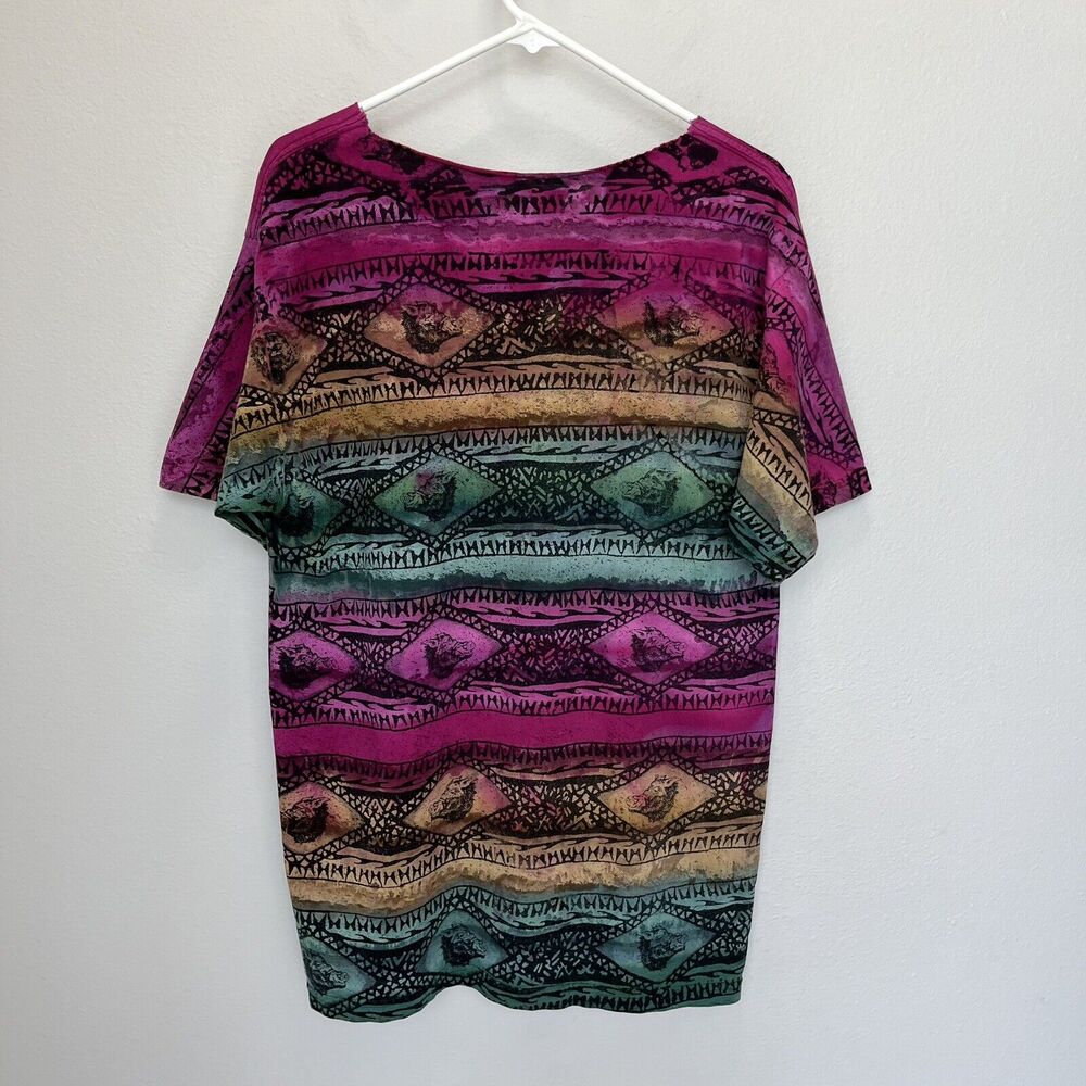 Hogs Breath Saloon Vintage Rainbow Stripe Multi Biker Short Sleeve Shirt Medium - Picture 5 of 5